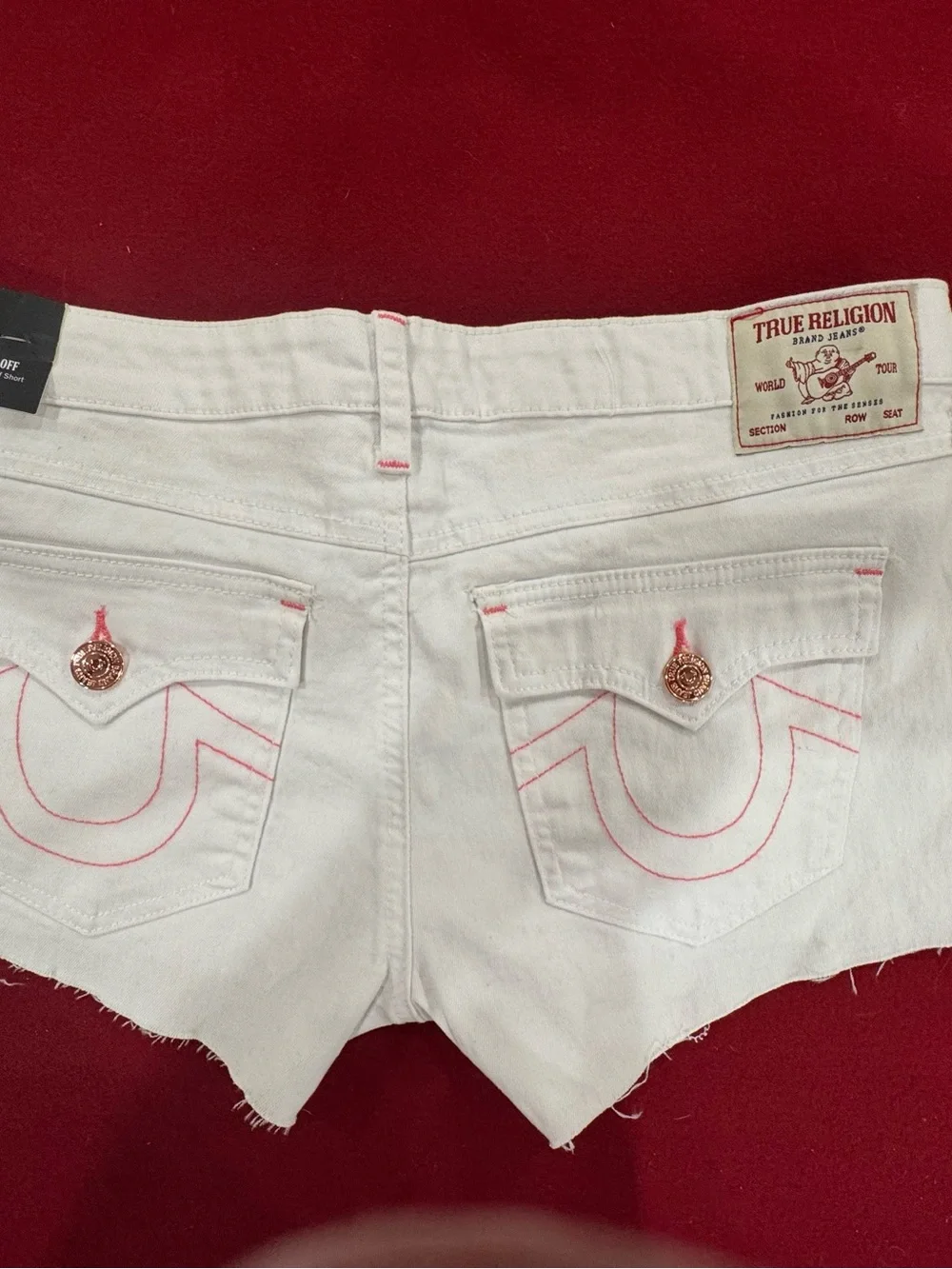 True Religion Joey Low Rise Cut-Off Denim Shorts in Optic White NWT